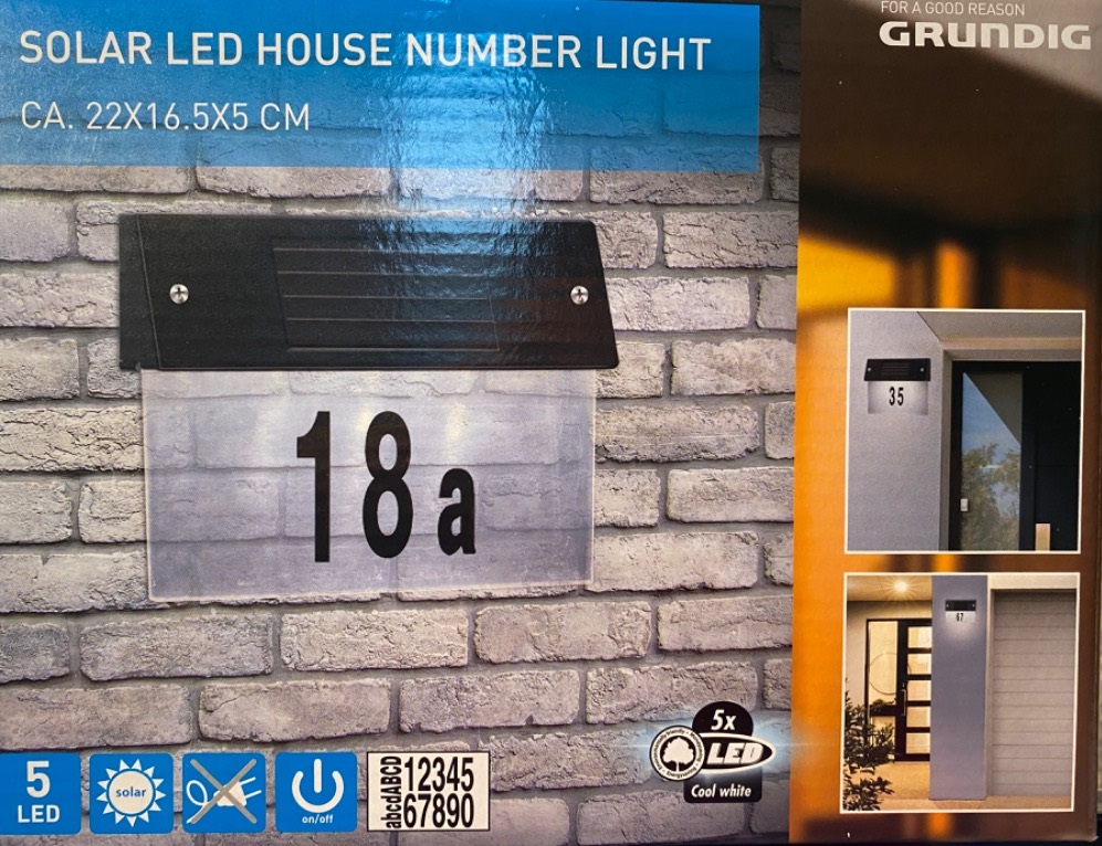 Solární osvětlení na číslo popisné na dům