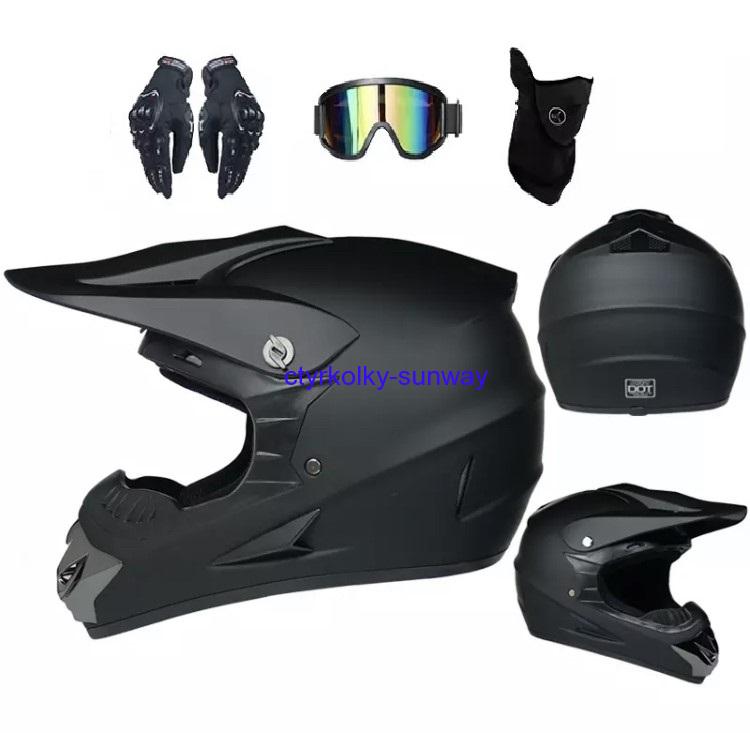 Motocrossová helma černá XTR v setu