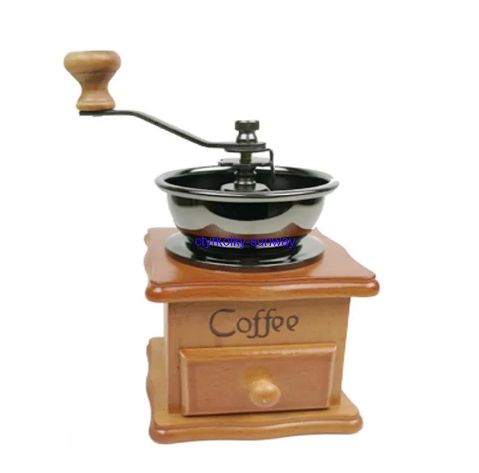 Dřevěný ruční mlýnek na mletí kávy