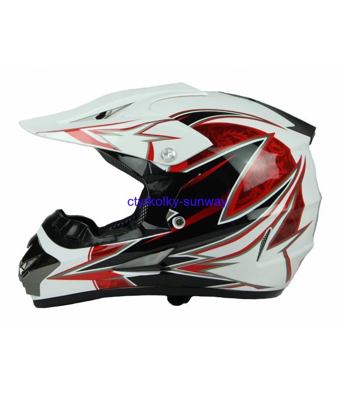 Motovrossová helma červeno-bílá XTR