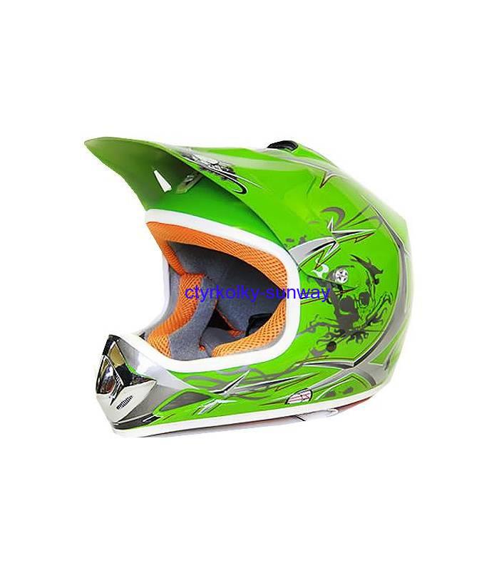 Dětská moto helma zelené barvy