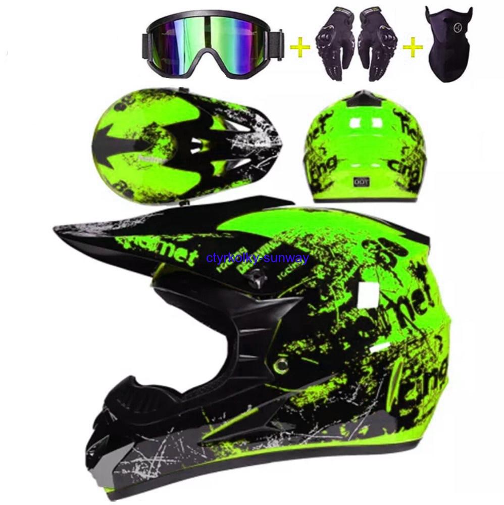 Motocrossová helma zelená XTR v setu