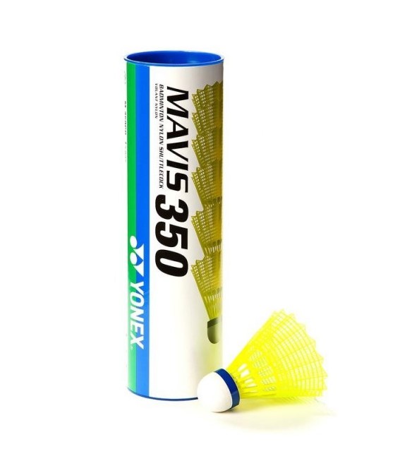 Míčky na badminton plastové Yonex Mavis 350 žluté s modrým pruhem 6 ks